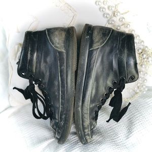 SOLD✨PRADA | 8 / 9 / 42 | Milano Noir Leather High Top Trainers Sneakers 4T2488